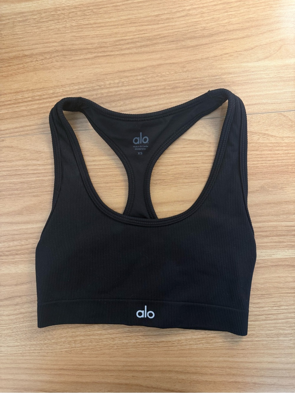 NWOT | ALO Yoga Black Ribbed Racerback Sports Bra Size XS